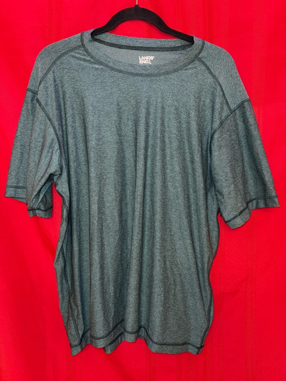 Lands’ End Men’s Size Large Green Moisture Wicking Short Sleeve T-Shirt